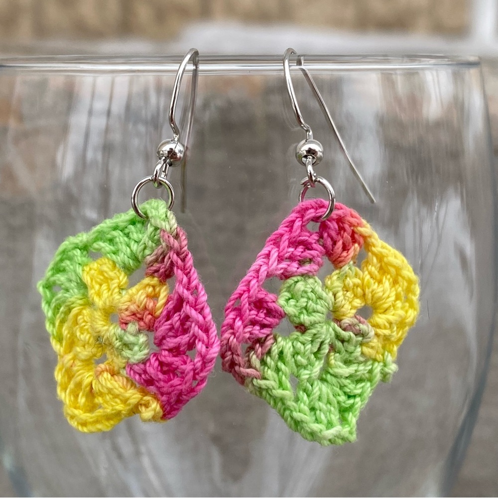 Colourful Hand Crafted Granny Square Earrings